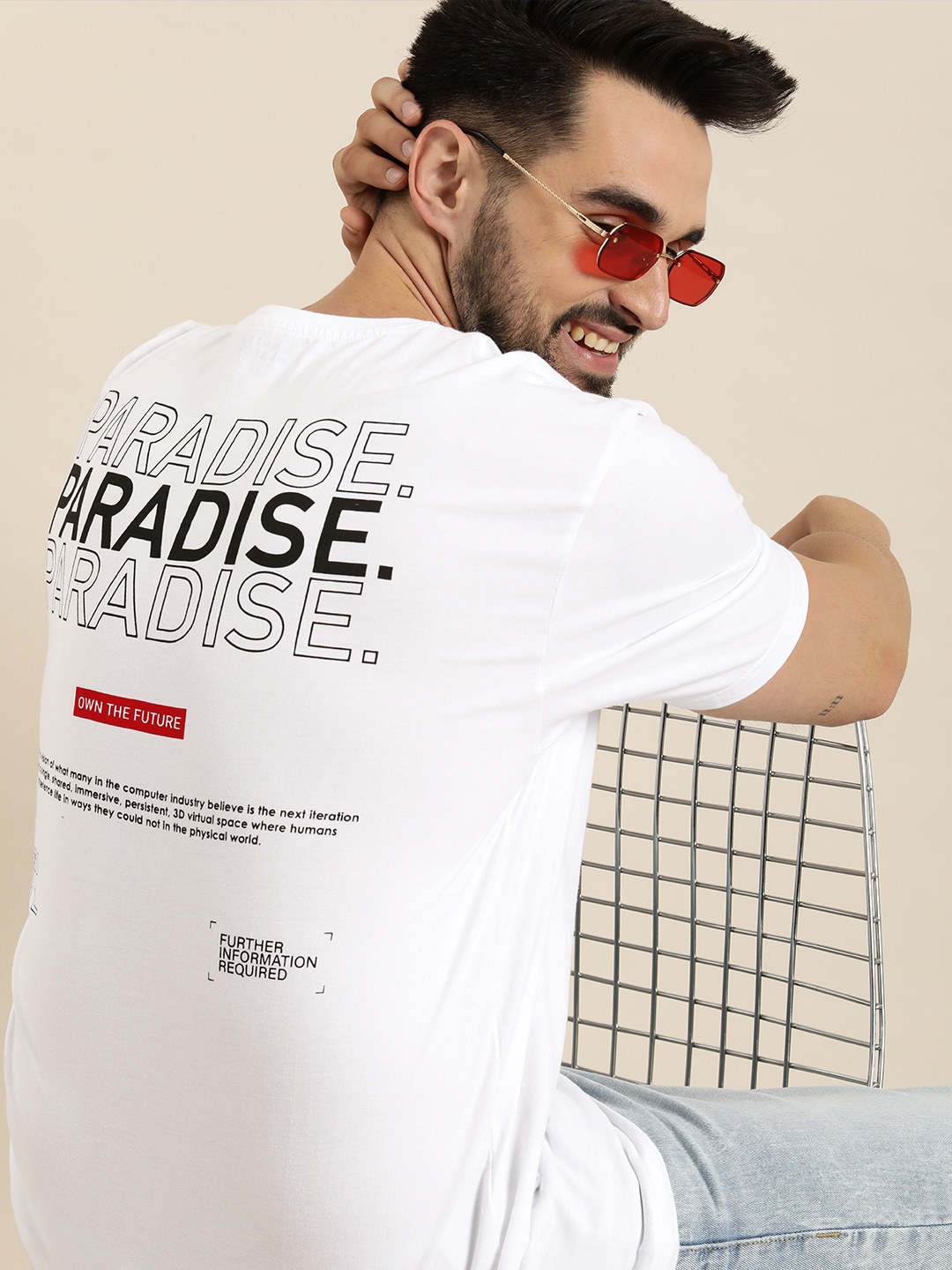 

HERE&NOW Typography Printed Pure Cotton T-shirt, White