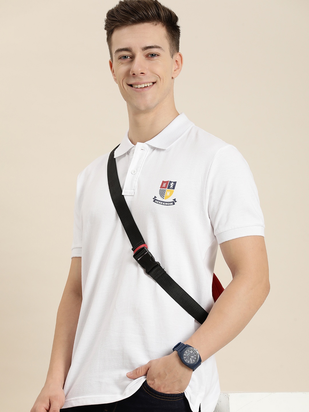 

HERE&NOW Pure Cotton Polo T-shirt, White