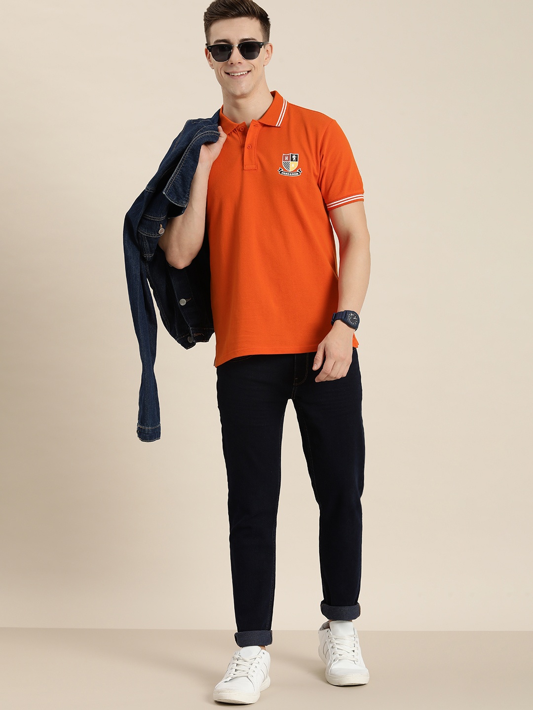

HERE&NOW Pure Cotton Polo T-shirt, Orange