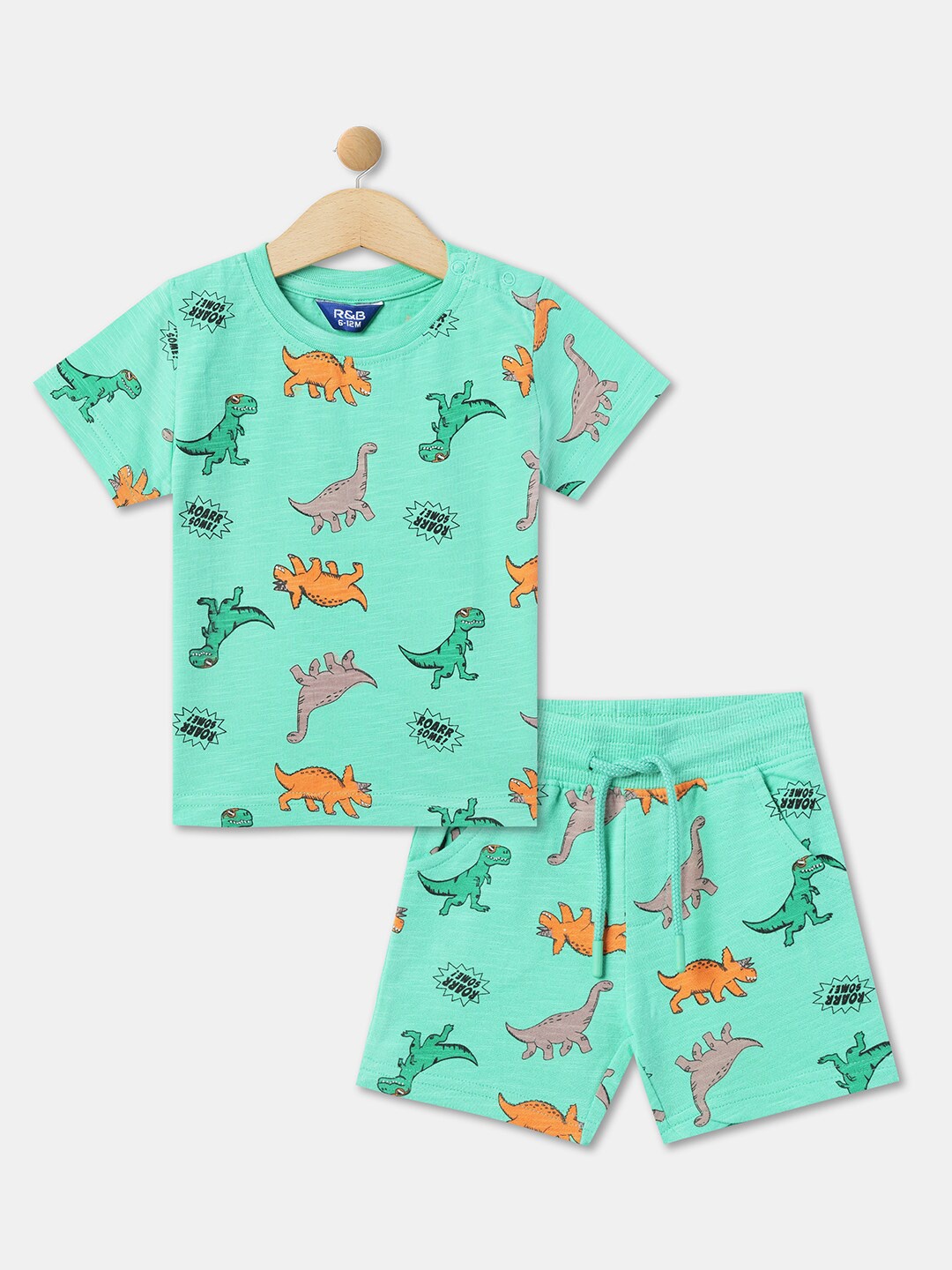 

R&B Boys Printed T-shirt with Shorts, Green