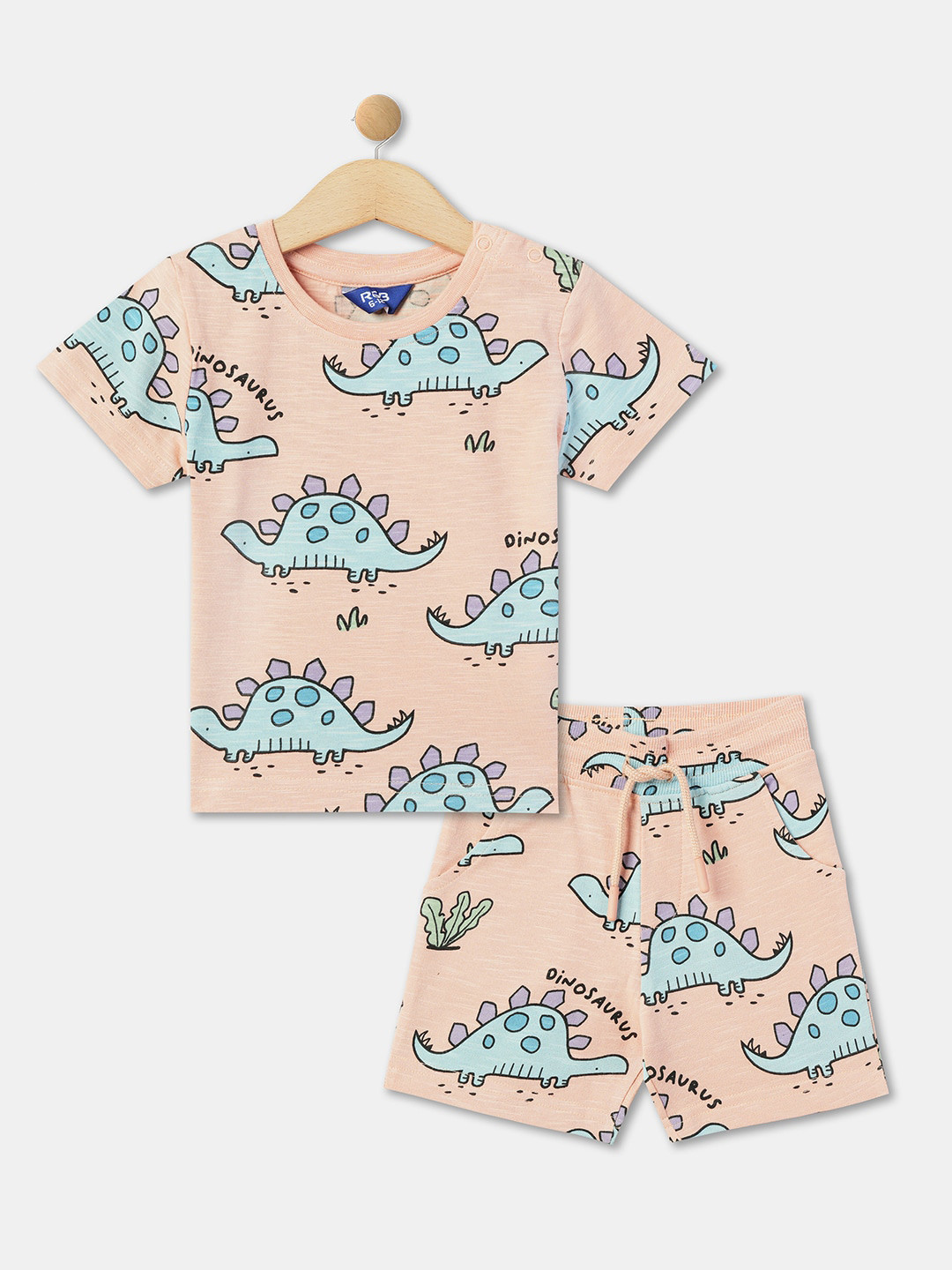 

R&B Boys Printed T-shirt with Shorts, Peach