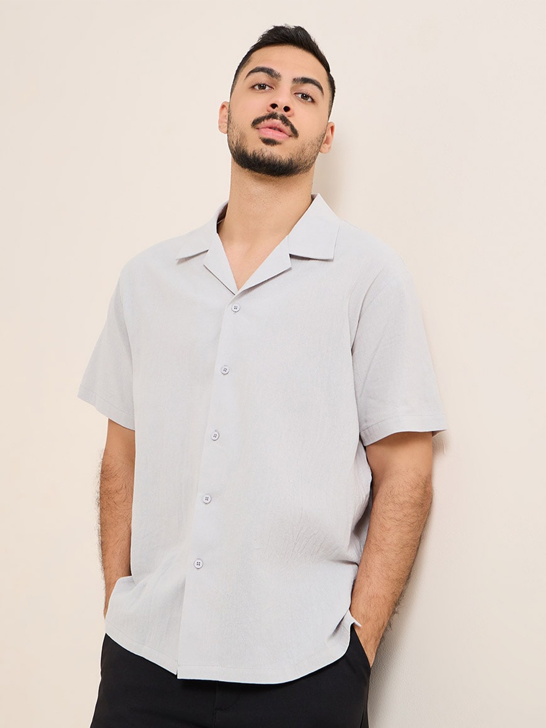 

Styli Men Grey Relaxed Fit Cotton Casual Shirt