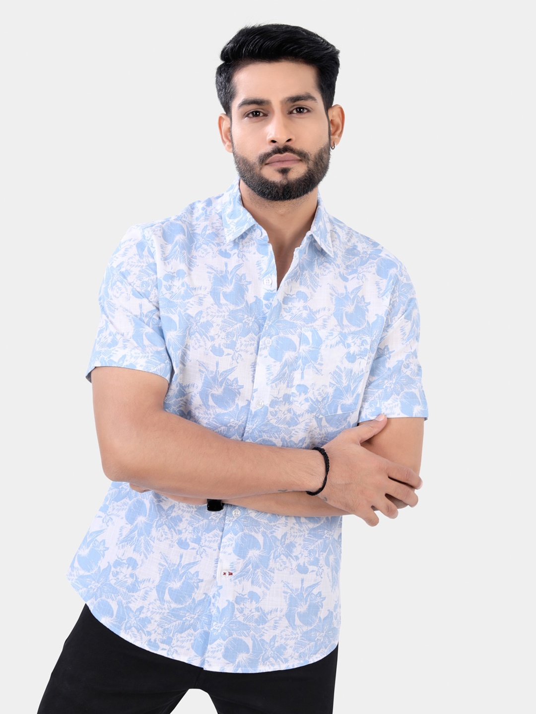 

VASTRADO Floral Printed Cotton Casual Shirt, Blue