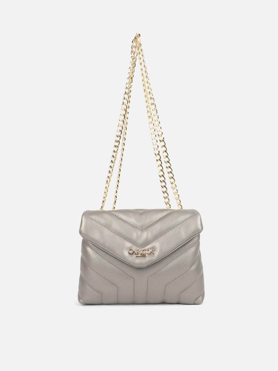 

Carlton London Textured Structured Sling Bag With Quilted, Gold