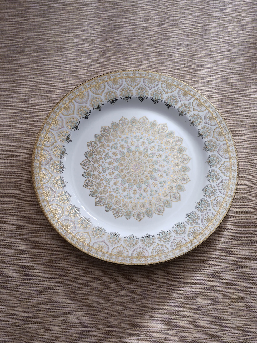 

Home Centre White & Beige 1 Piece Printed Bone China Matte Plate
