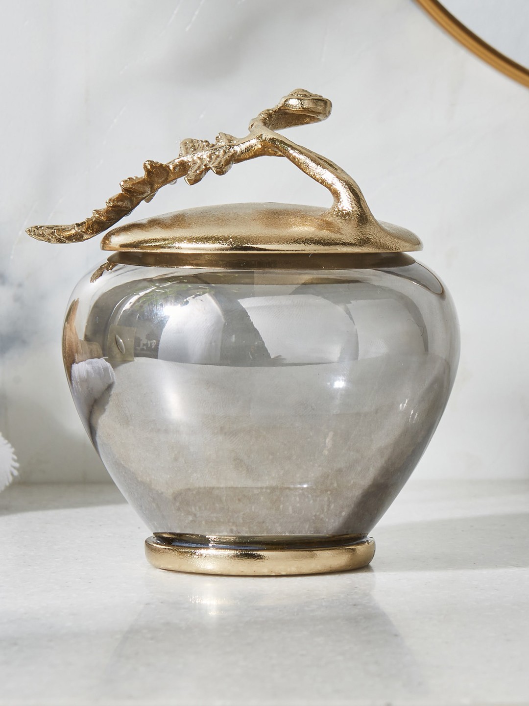 

Home Centre Panama Grey & Beige Texture Glass & Metal Cotton Canister