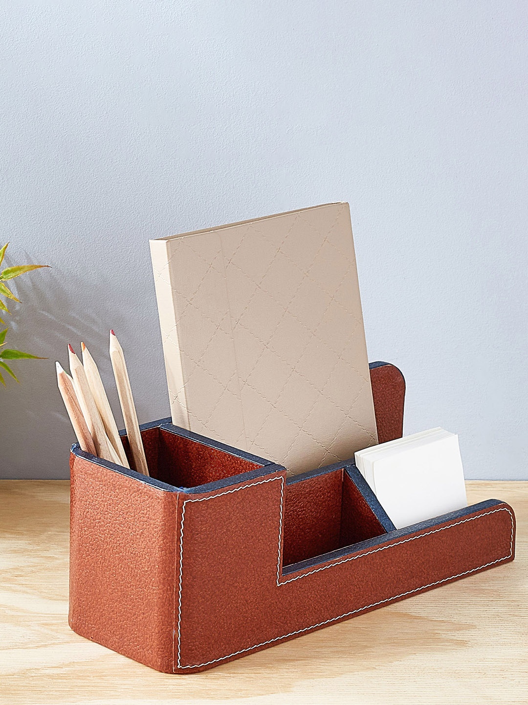 

Home Centre Brown Textured Desk Organiser & Magazine Holder