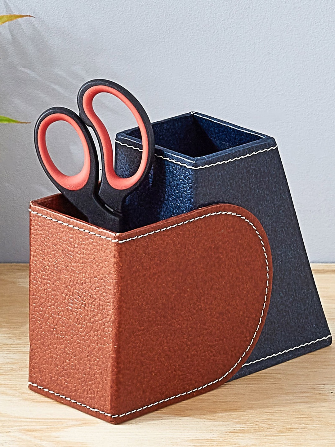

Home Centre Orion Detroit Brown & Blue Pen Stand Desk Organiser