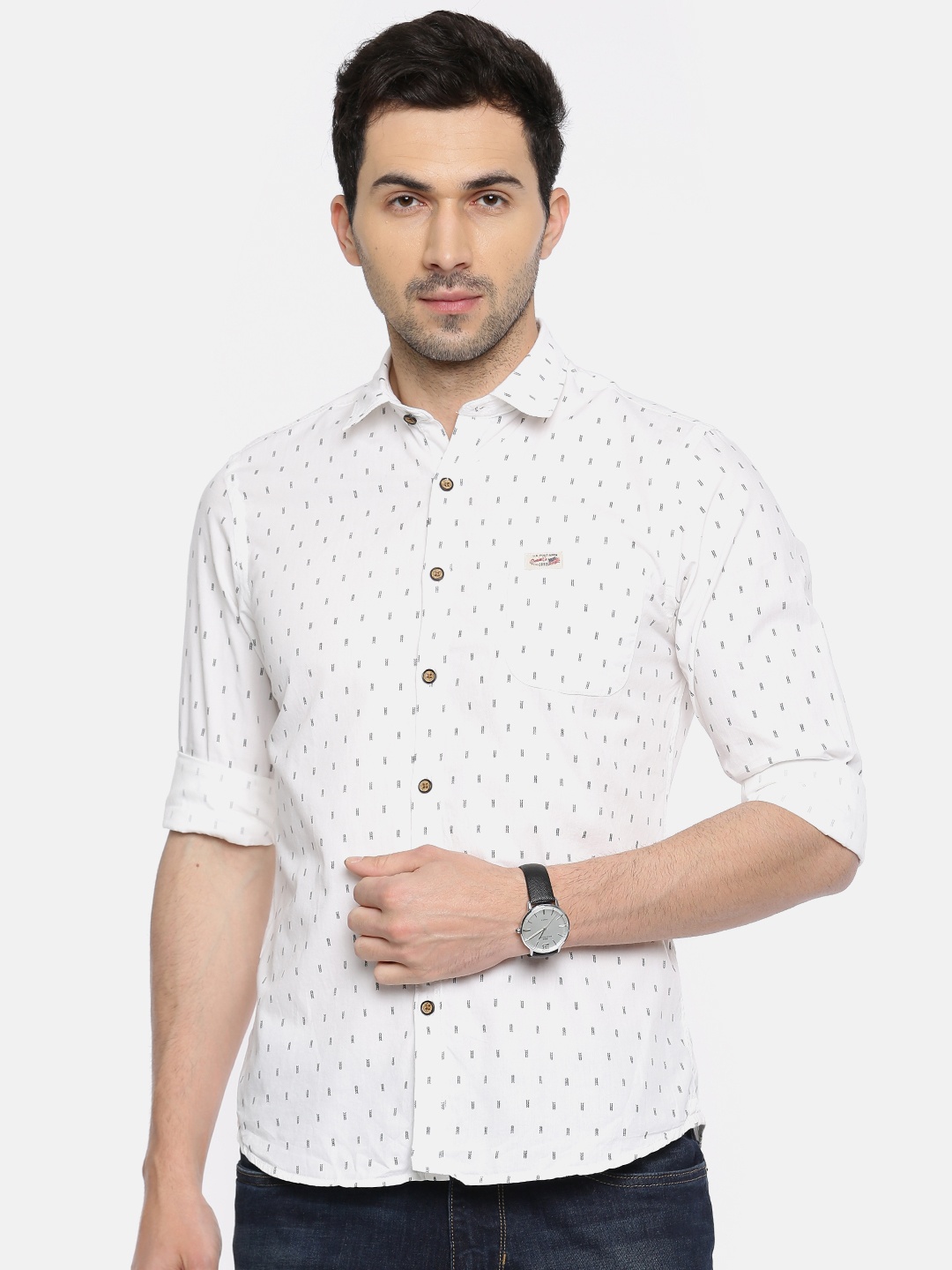 

U.S. Polo Assn. Denim Co. Men White & Black Regular Fit Printed Casual Shirt