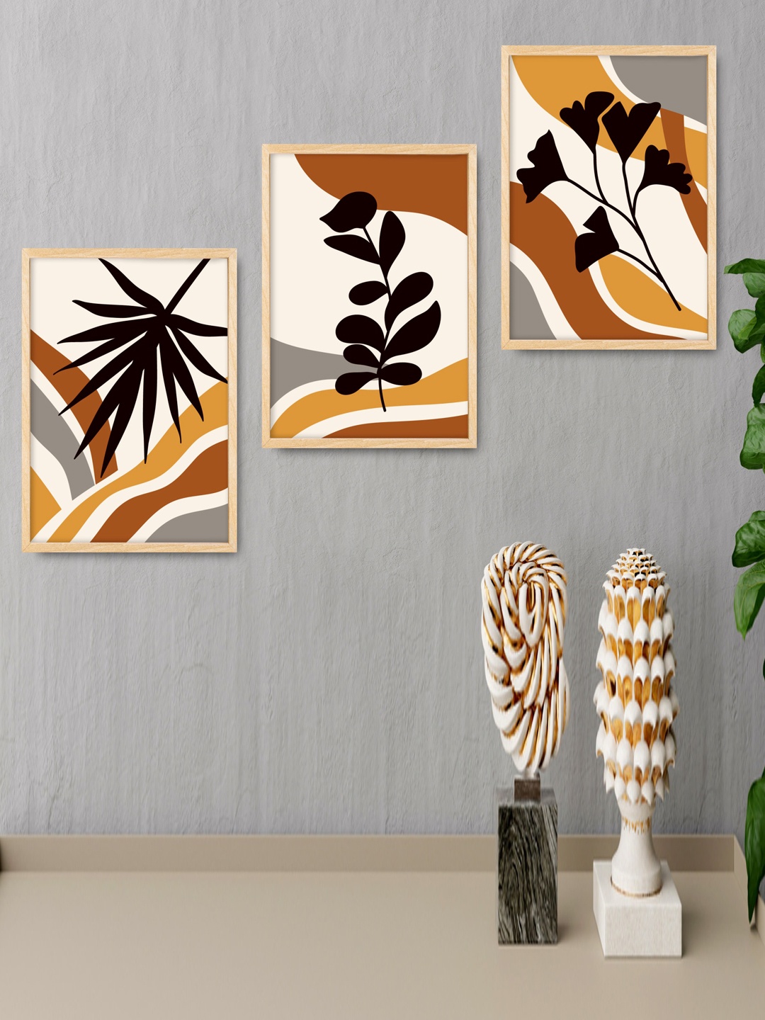 

SAF Black & Brown 3 Pieces Modern Framed Wall Art