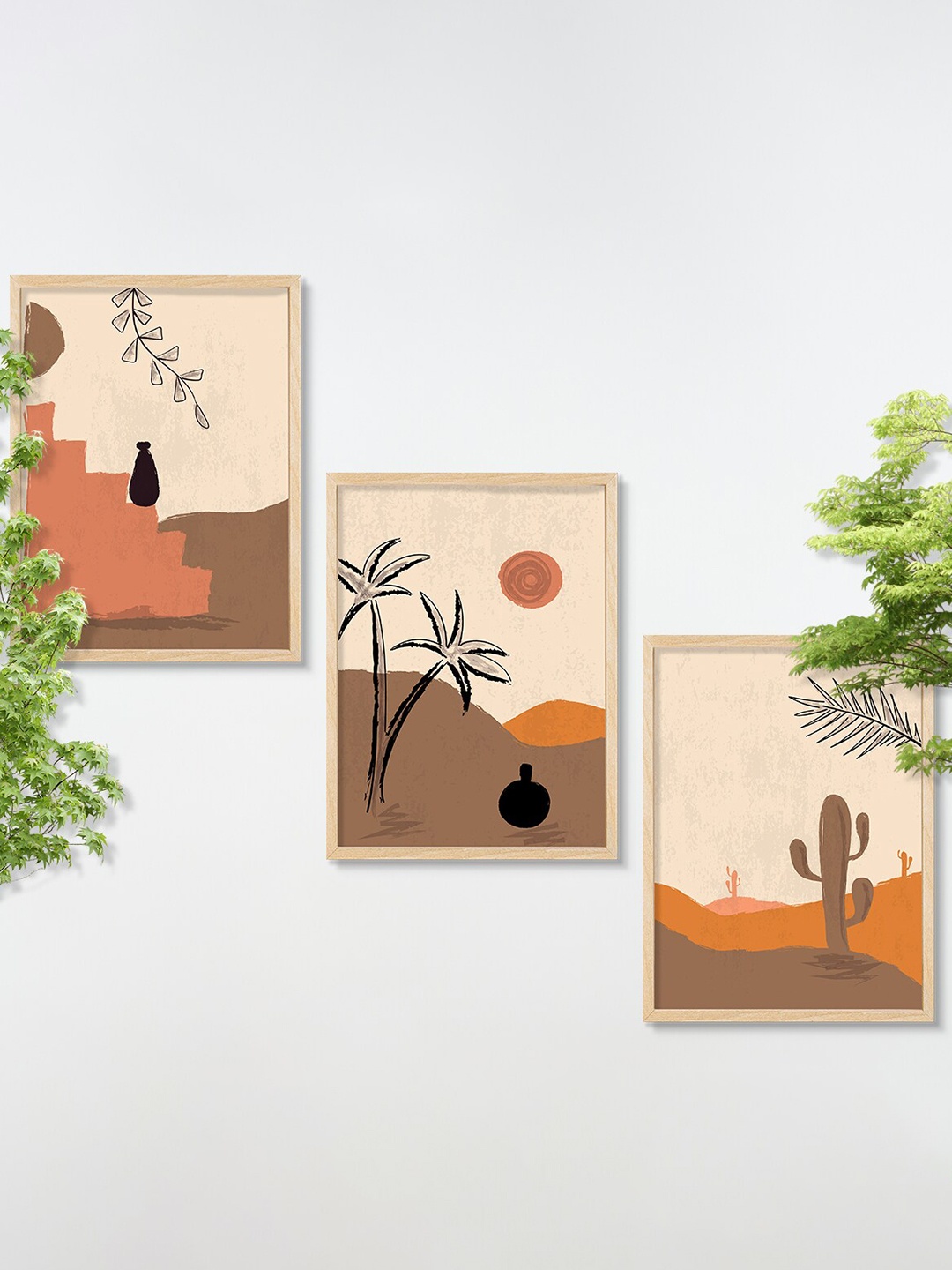

SAF 3-Pcs Beige & Brown Modern Painting Wall Art