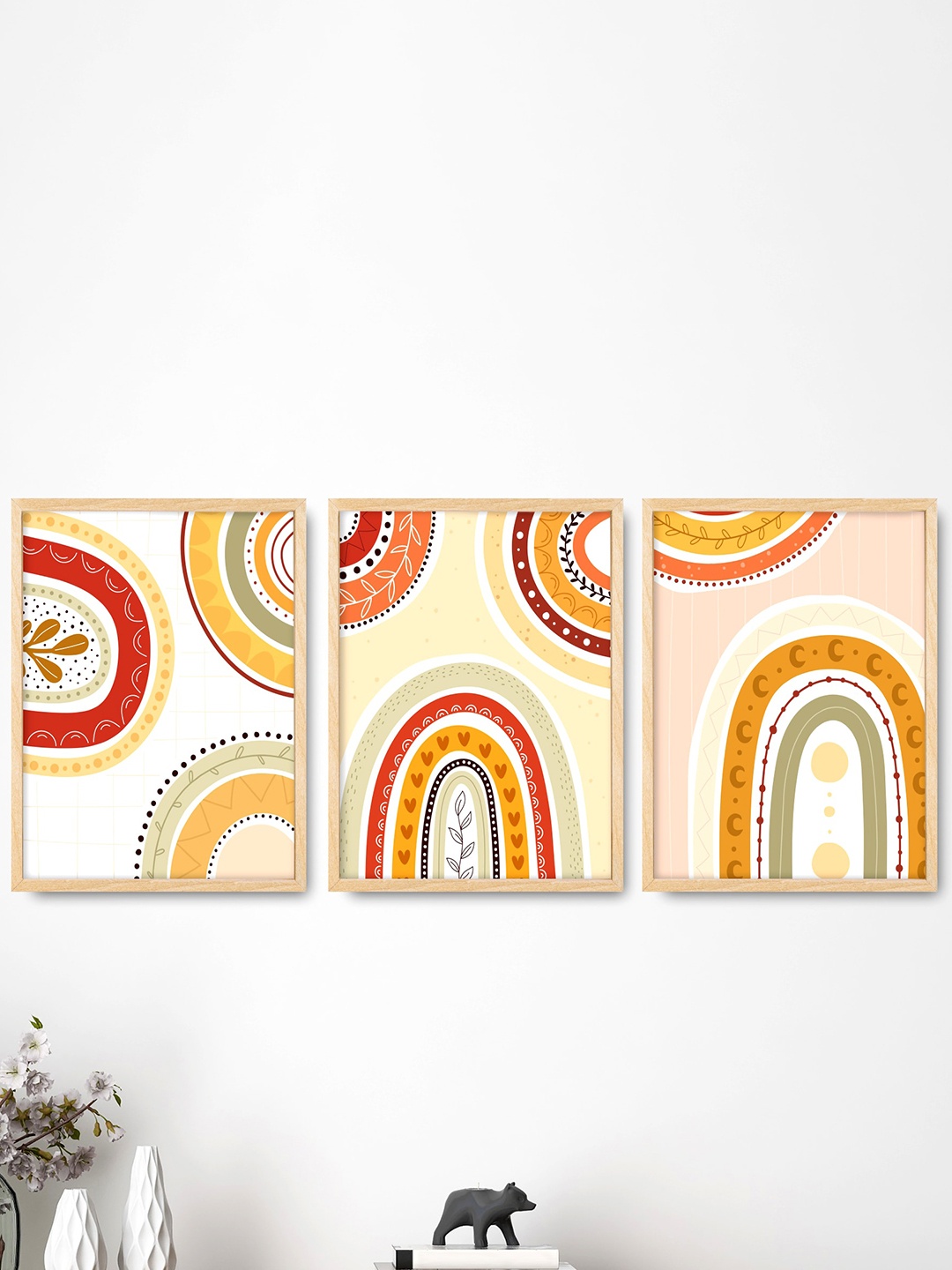 

SAF 3-Pcs Yellow & Orange Modern Art Painting Framed Wall Art