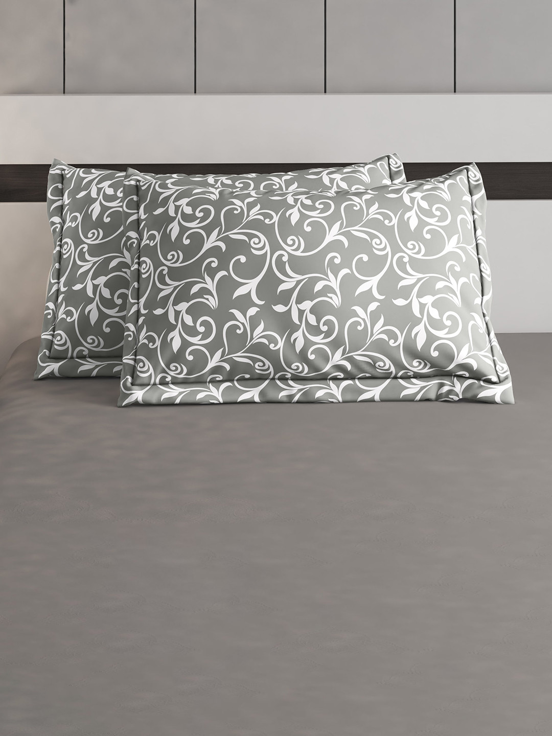 

Home Centre 2-Pcs Printed Grey & White Cotton Pillow Covers