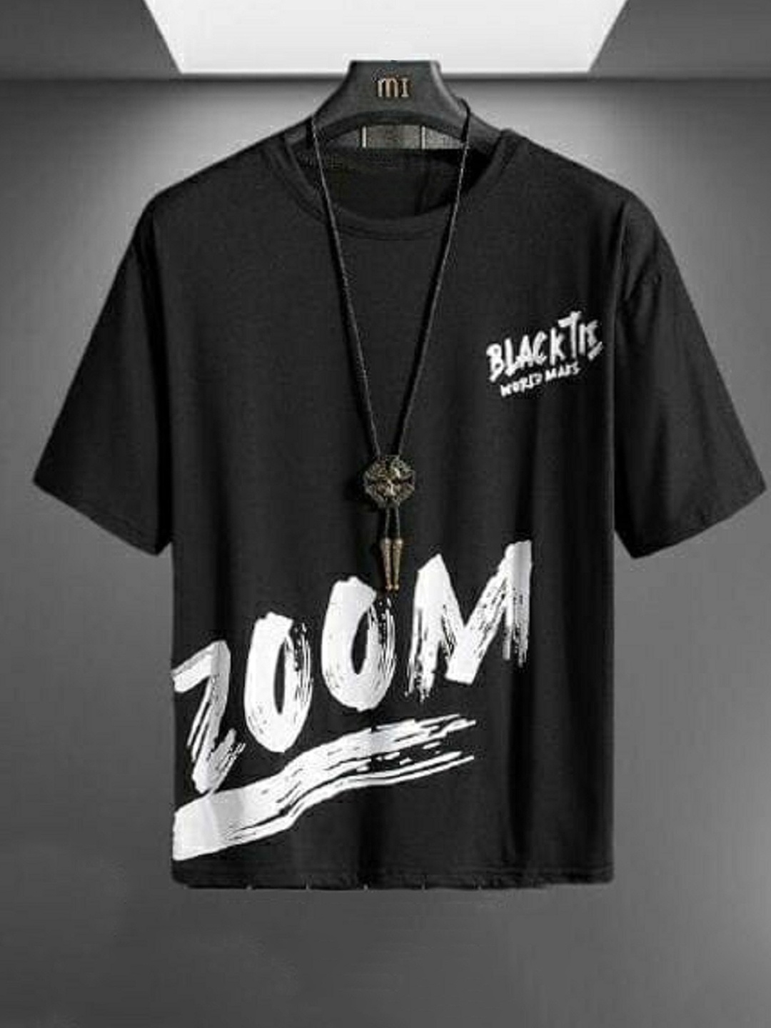 

Try This Typography Printed Cotton Casual T-Shirt, Black