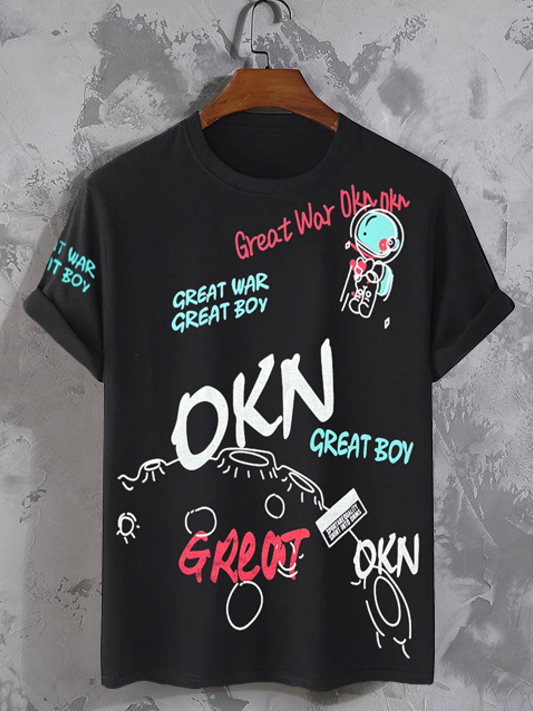 

Try This Typography Printed Cotton T-shirt, Black