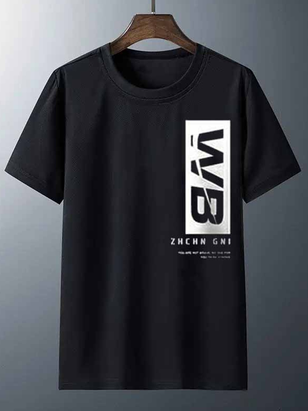 

Try This Typography Printed Round Neck Cotton T-shirt, Black