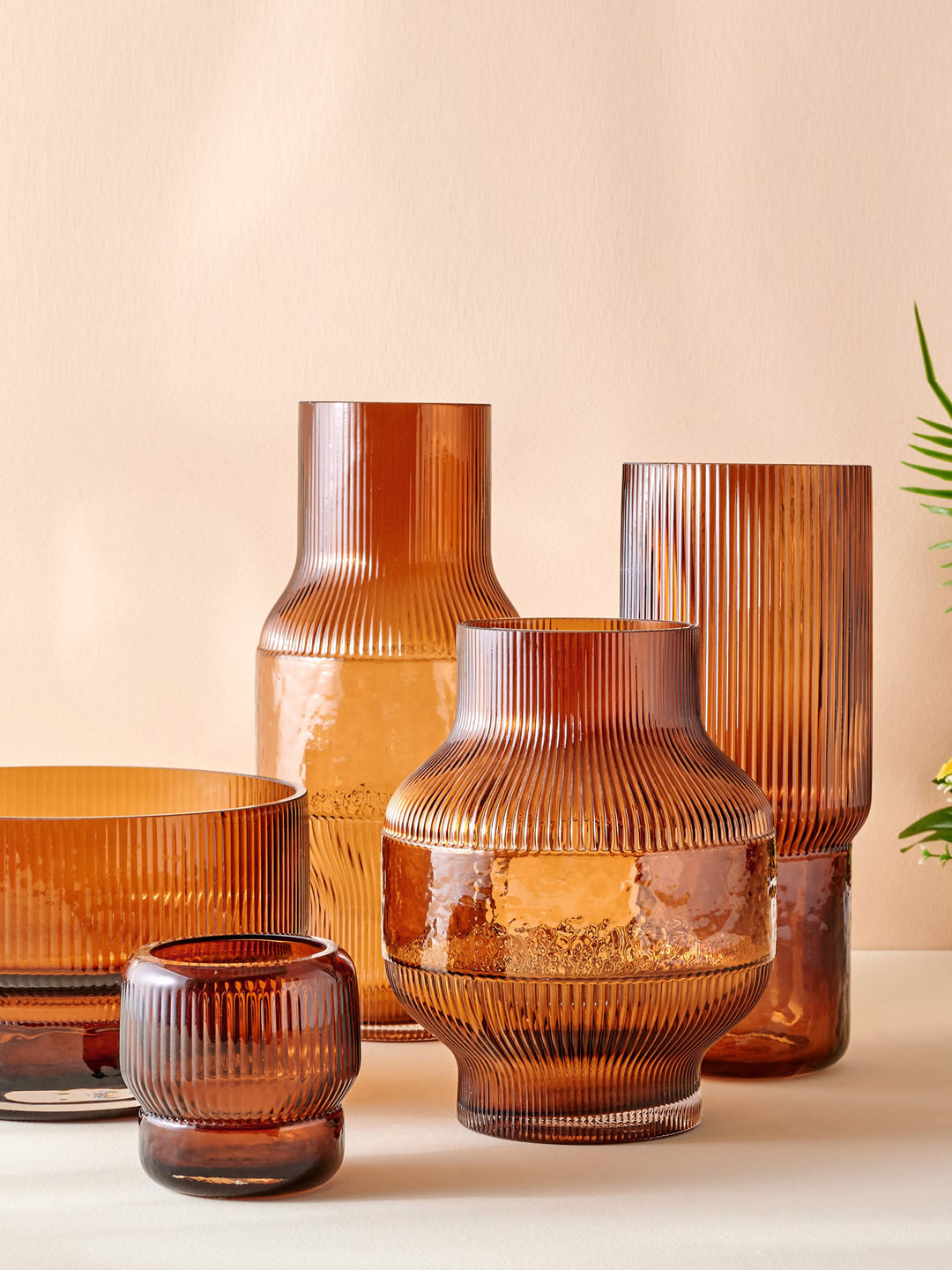 

Home Centre Dastkari Brown Glass Ribbed Planter