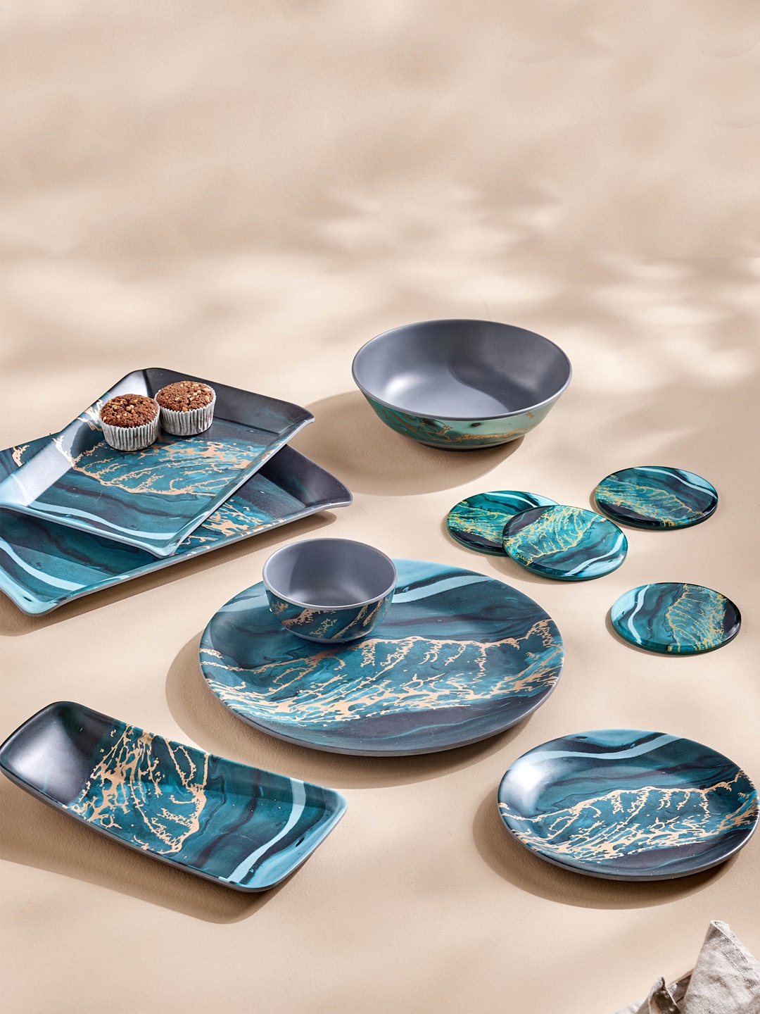 

Home Centre Breccia Blue Melamine Printed Serving Tray