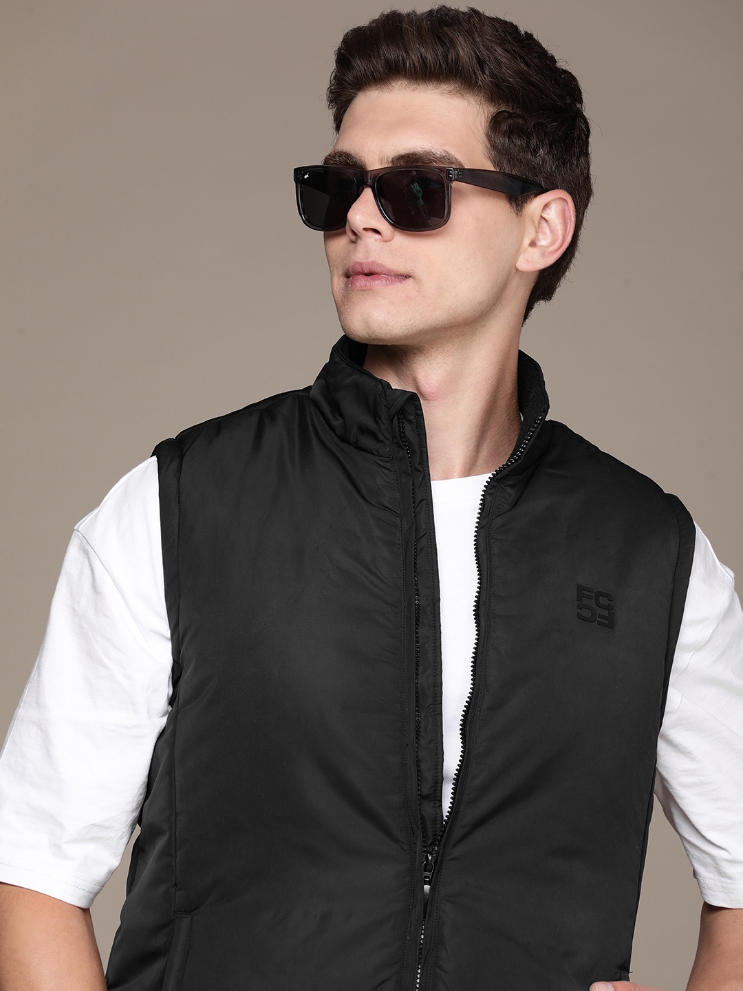 

French Connection Sleeveless Padded Jacket, Black