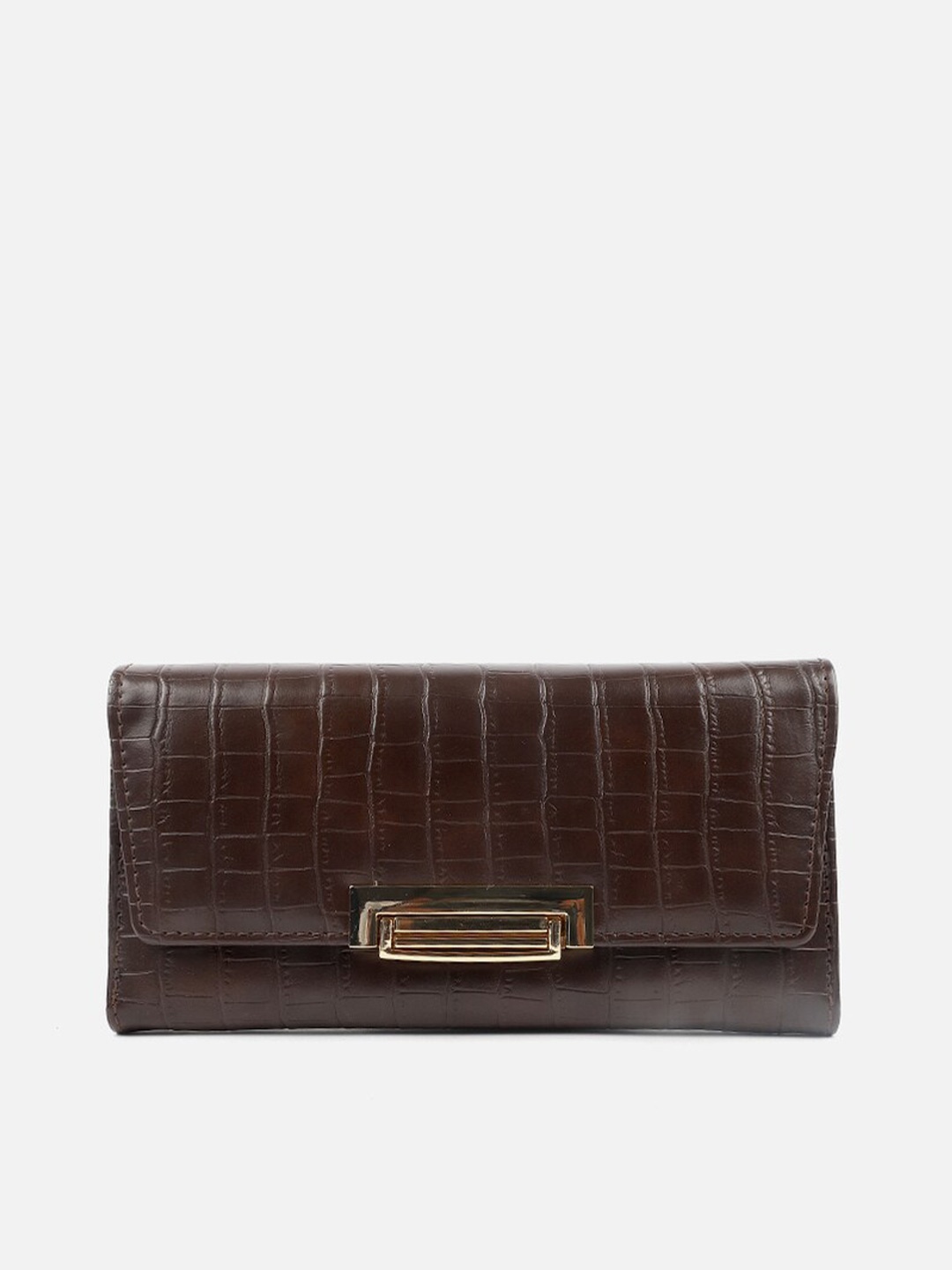 

Carlton London Textured Foldover Clutch, Brown