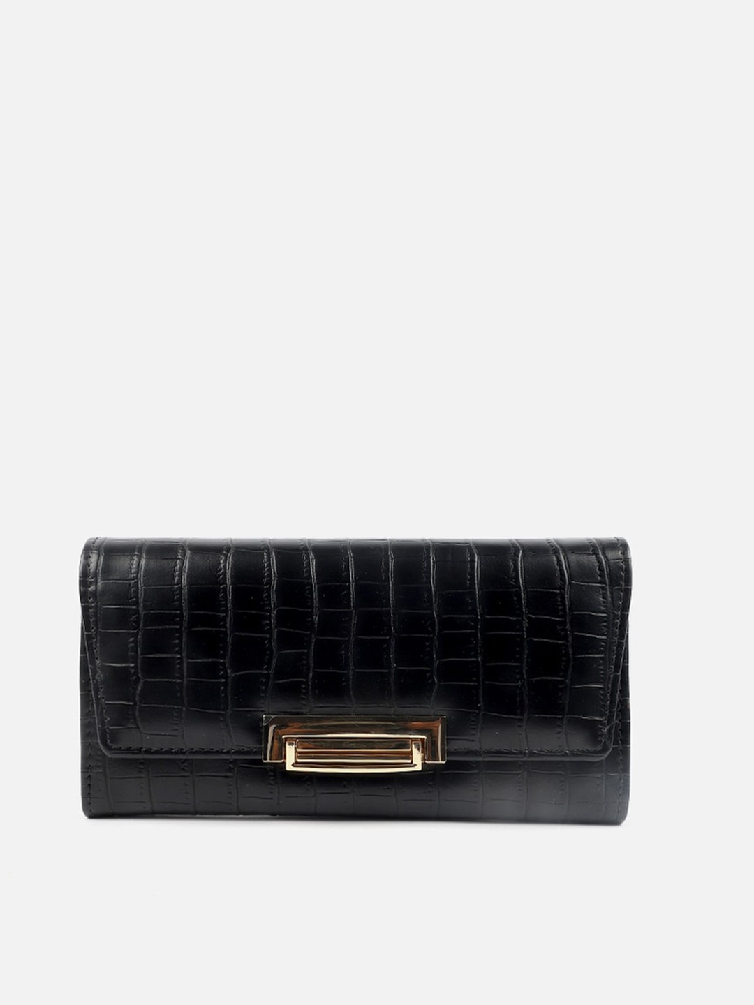 

Carlton London Textured Foldover Clutch, Black