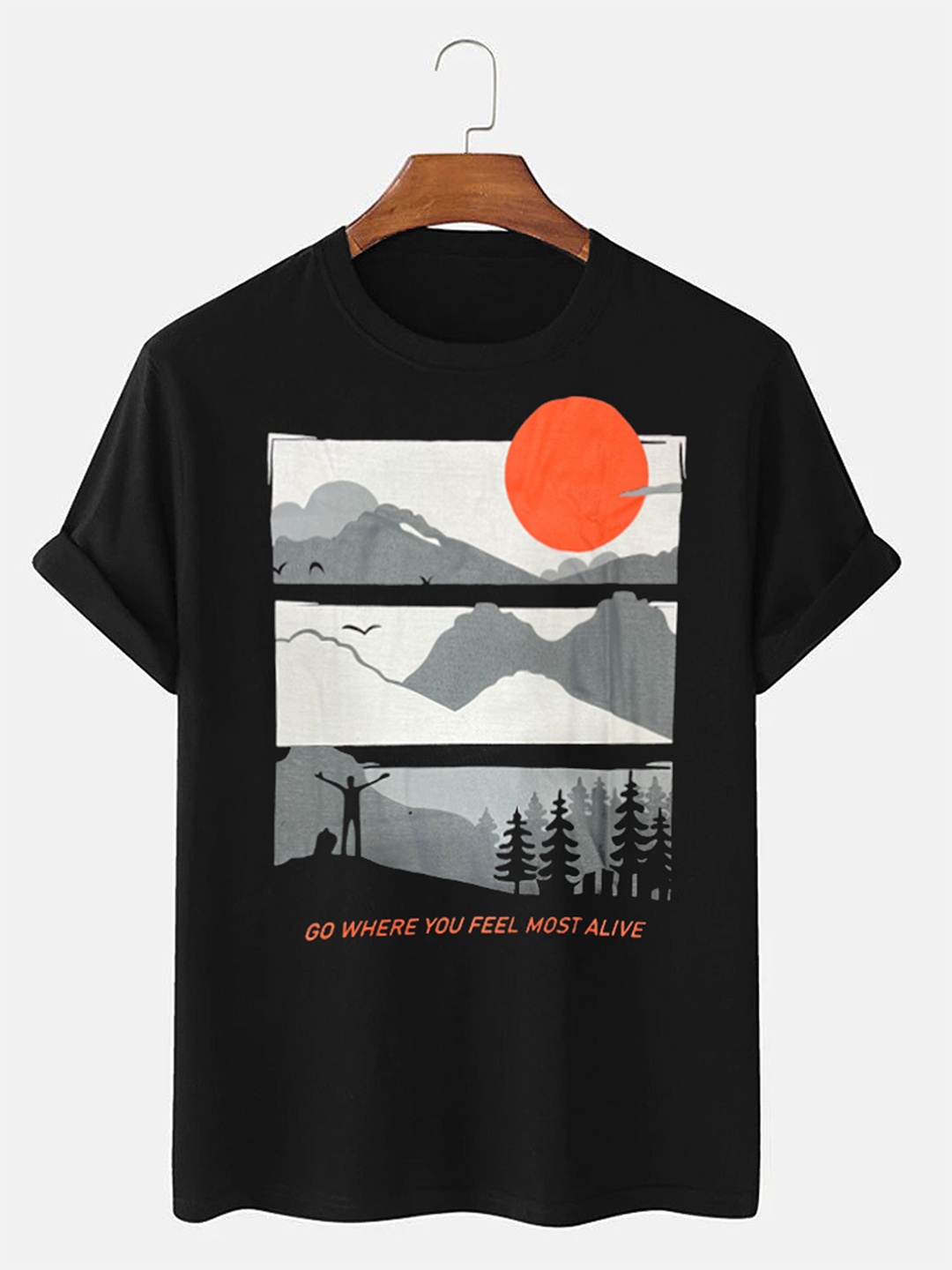 

Try This People & Place Printed Cotton T-shirt, Black