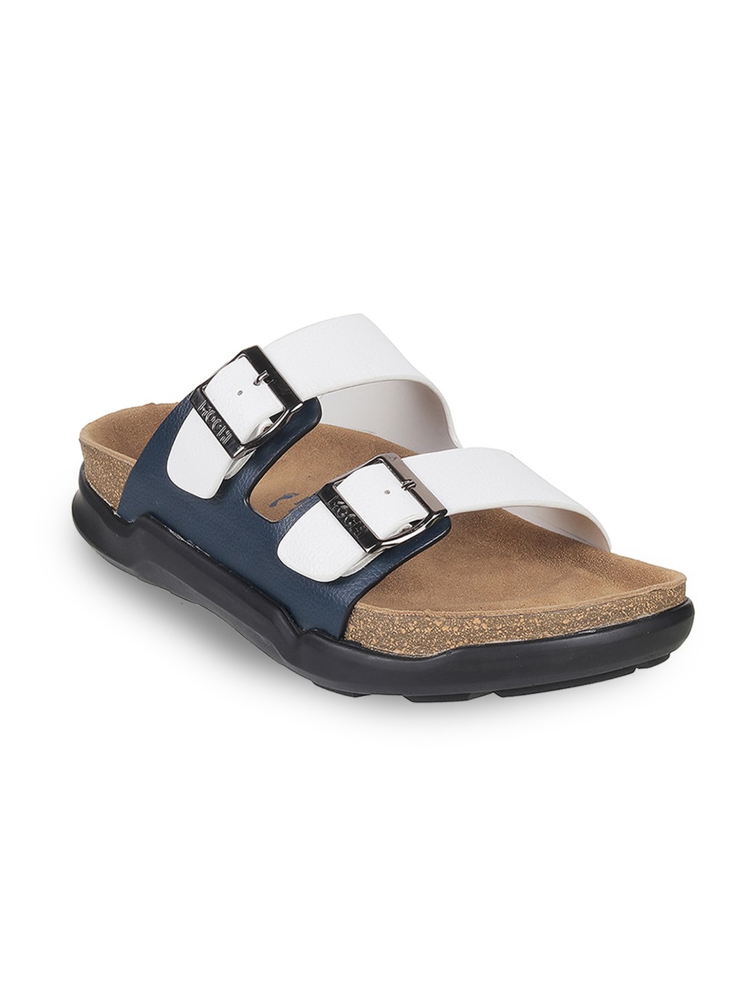 

Mochi Men Two Strap Leather Comfort Sandals With Buckle Detail, White