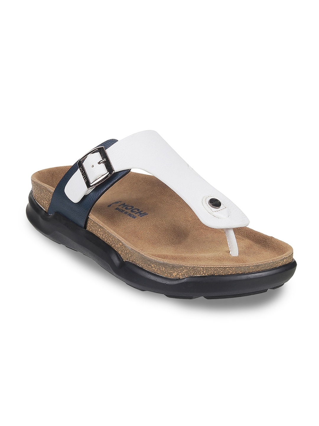 

Mochi Men Open Toe Comfort Sandals With Buckle Detail, White