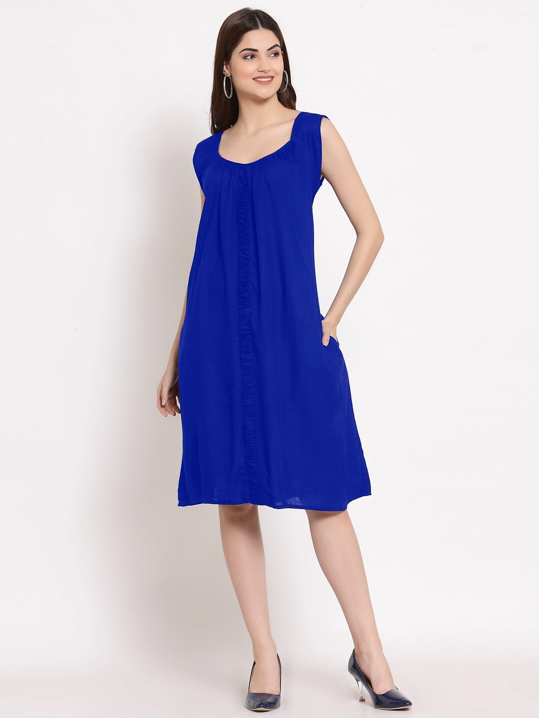 

PATRORNA A-Line Cotton Dress, Blue