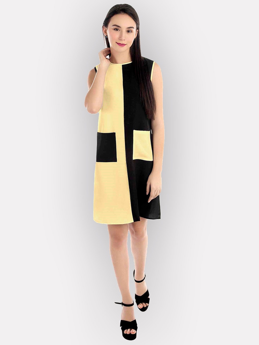 

PATRORNA Colourblocked Sheath Dress, Yellow