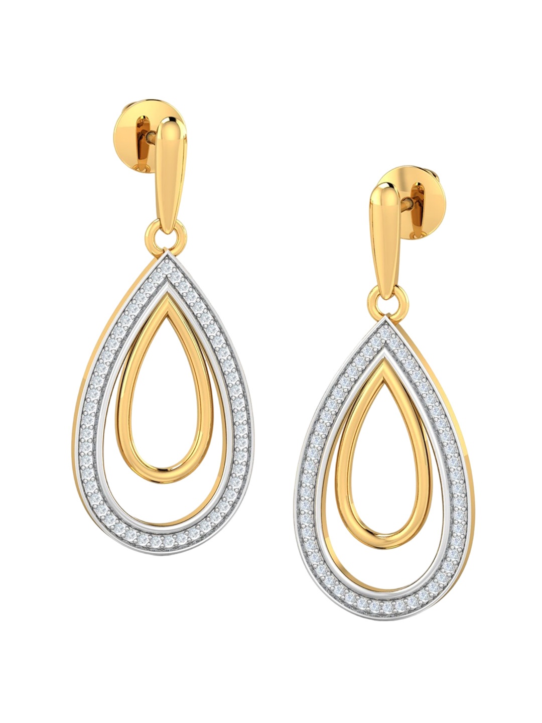 

KUBERBOX Adire 18KT Gold Diamond-Studded Drop Earrings- 4.0 gm