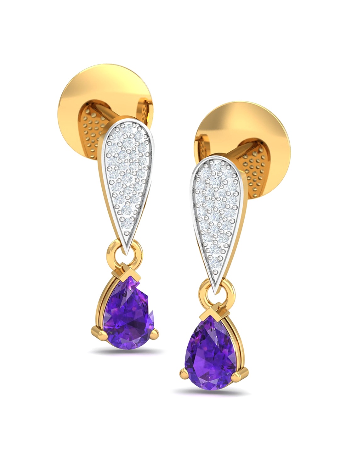 

KUBERBOX 18KT Gold Diamond-Studded Drop Earrings- 2.16 gm