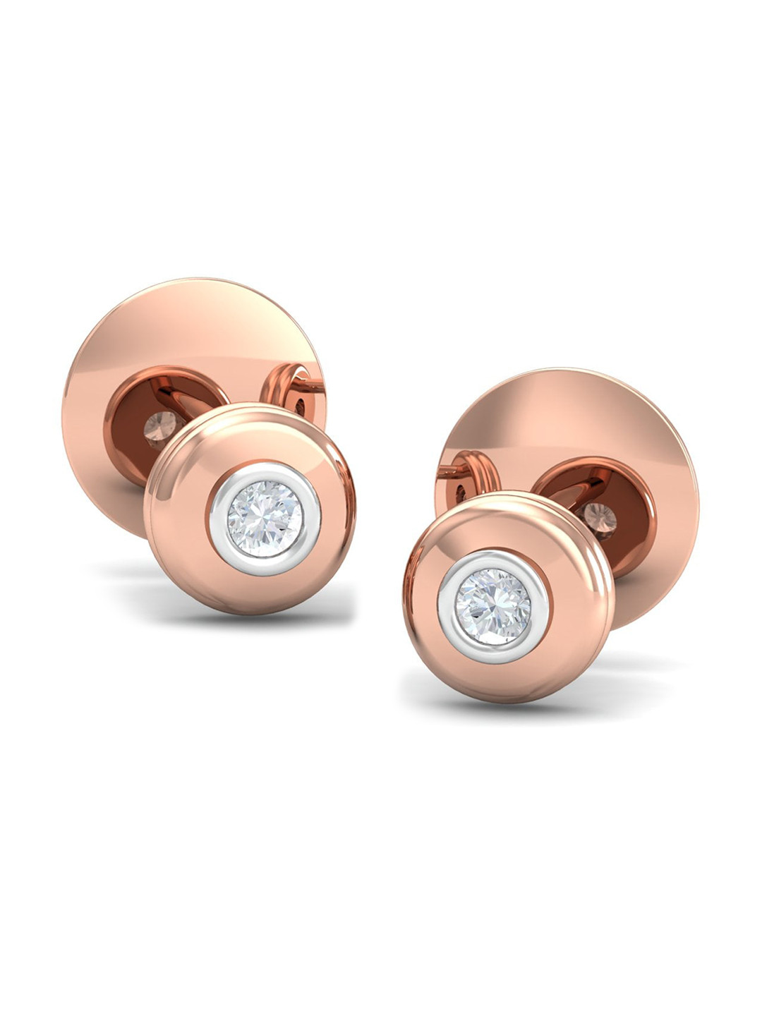 

KUBERBOX Anila Button 18KT Rose Gold Diamond-Studded Earrings-2.52gm