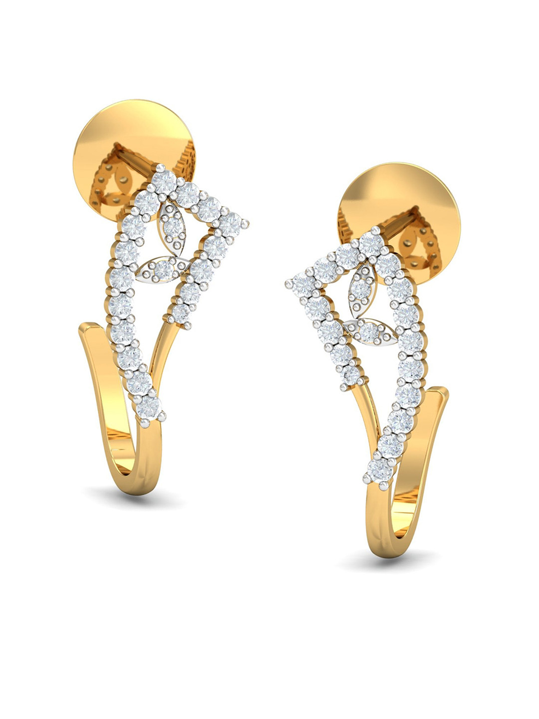 

KUBERBOX Trella 18KT Gold Diamond-Studded Earrings-3.51gm