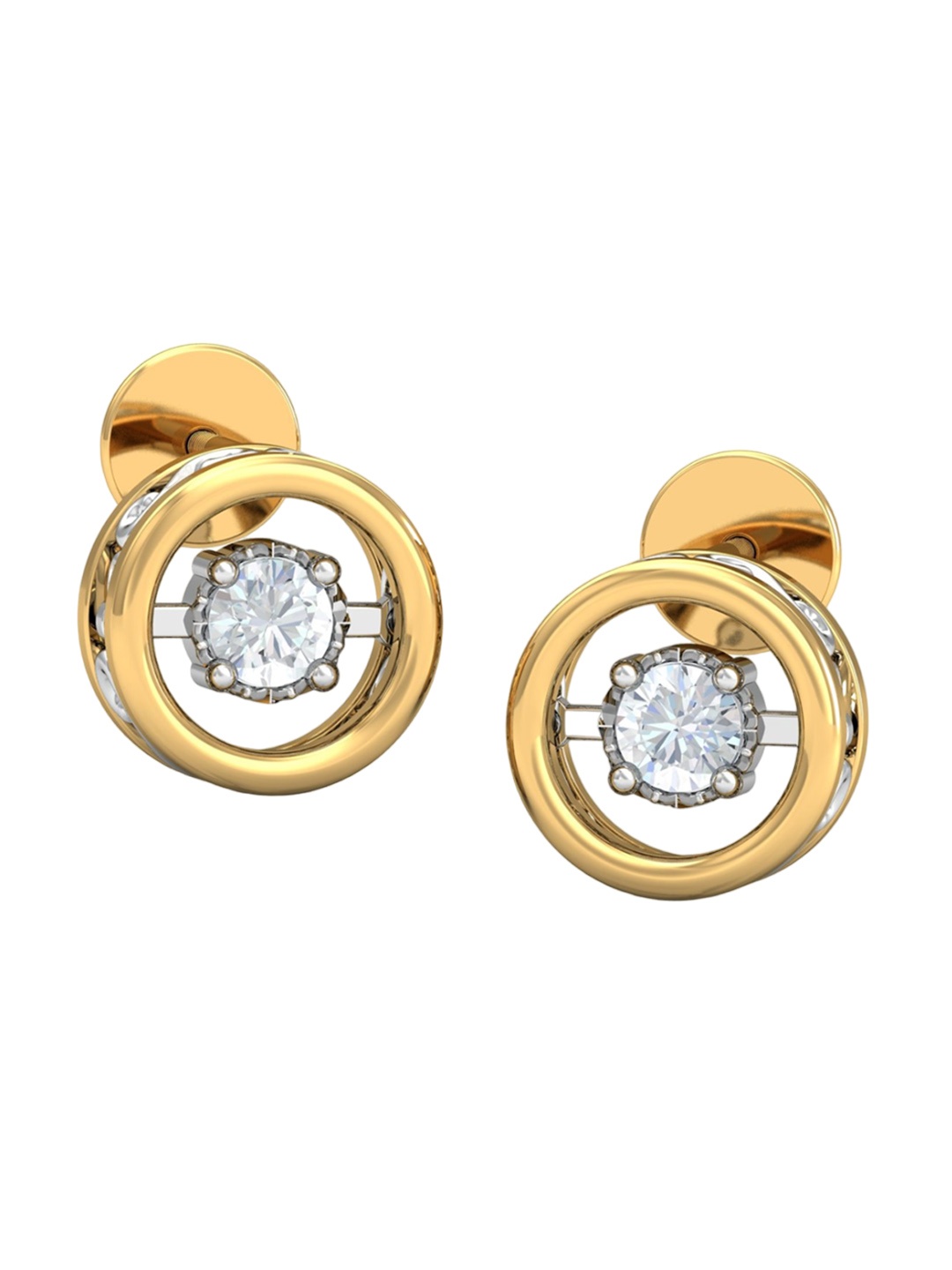 

KUBERBOX Daphne Solitaire 18KT Gold Diamond-Studded Earrings- 3.50gm