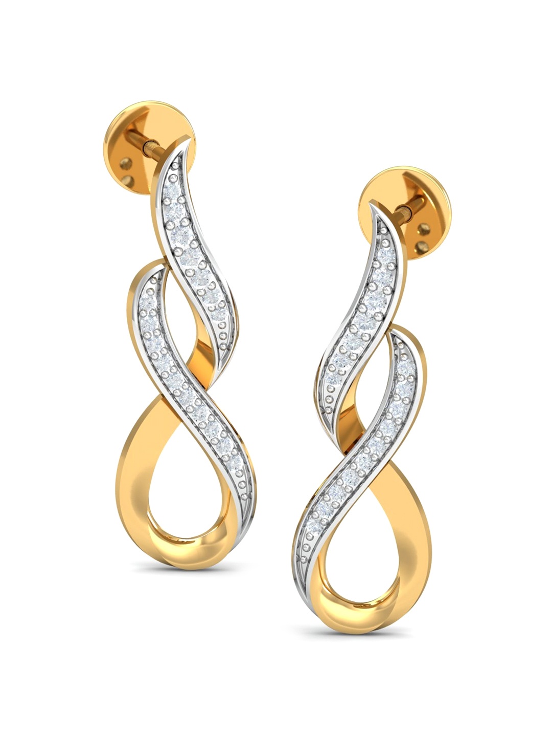

KUBERBOX Tara Glittery 18KT Gold Diamond-Studded Earrings-2.29gm