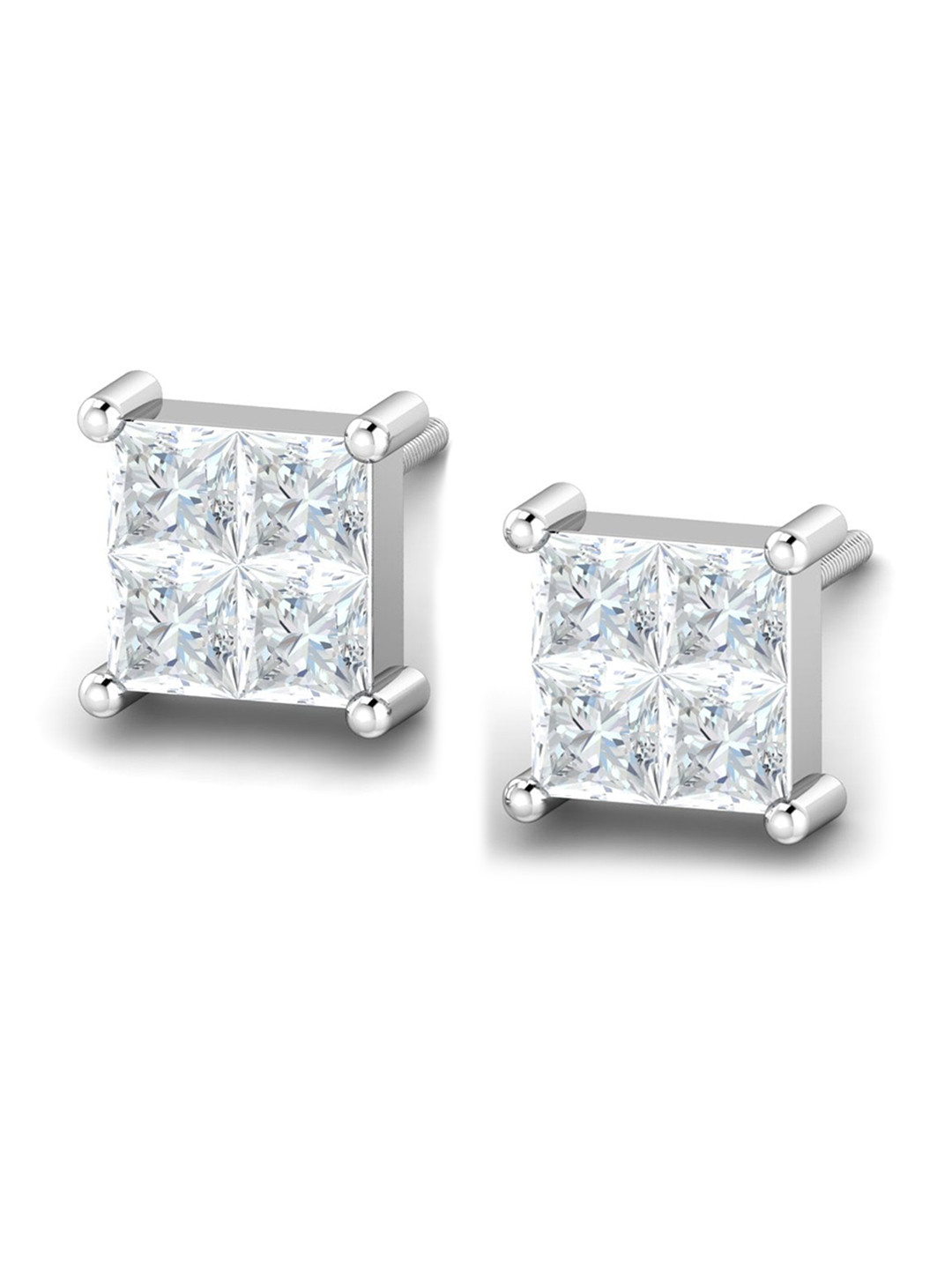 

KUBERBOX Laurentia 18KT White Gold Diamond-Studded Earrings-1.7gm, Silver