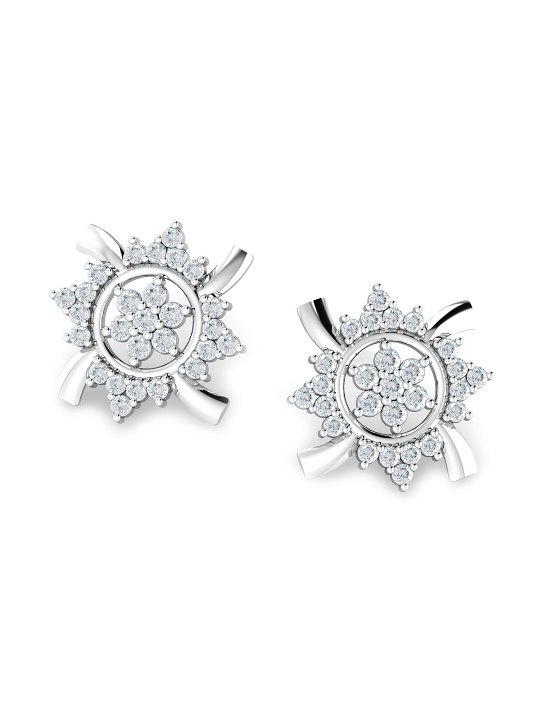 

KUBERBOX 18KT White Gold Diamond-Studded Studs Earrings- 1.88 gm
