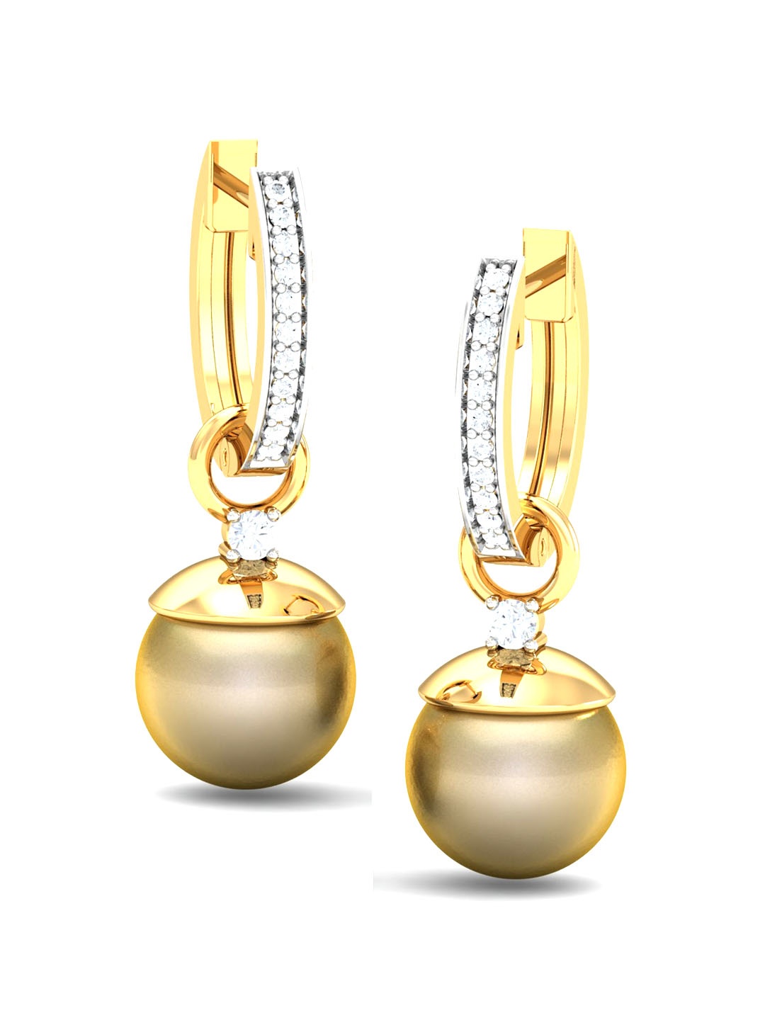 

KUBERBOX Sherry 18KT Gold Diamond-Studded & Pearl Earrings - 1.76 gm