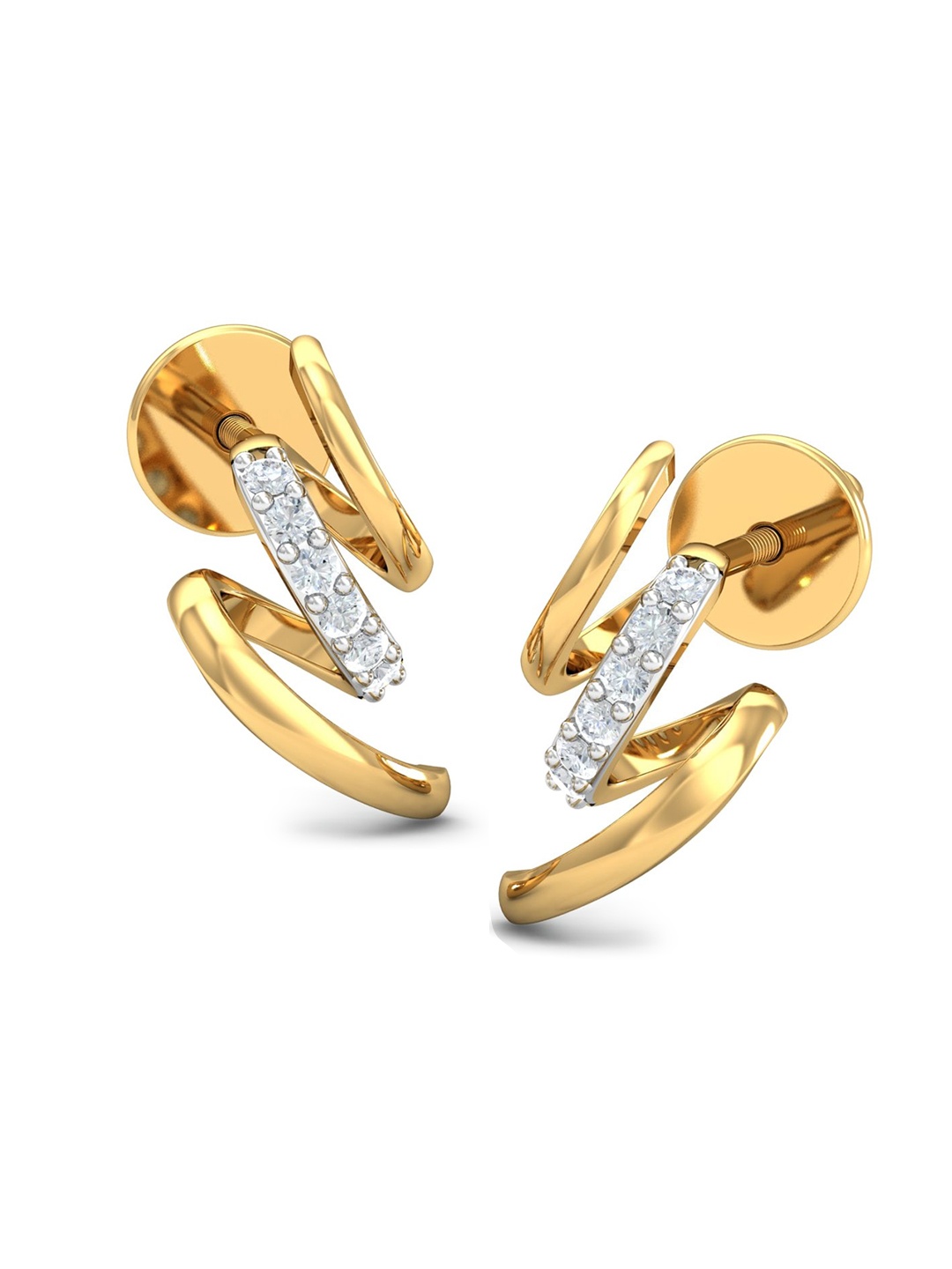 

KUBERBOX Bella Spiral 18KT Gold Diamond-Studded Earrings-1.54gm