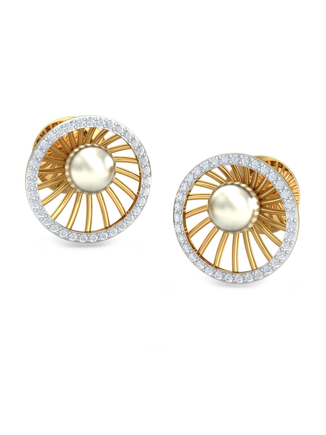 

KUBERBOX18KT Gold Diamond-Studded Stud Earrings- 2.6 gm