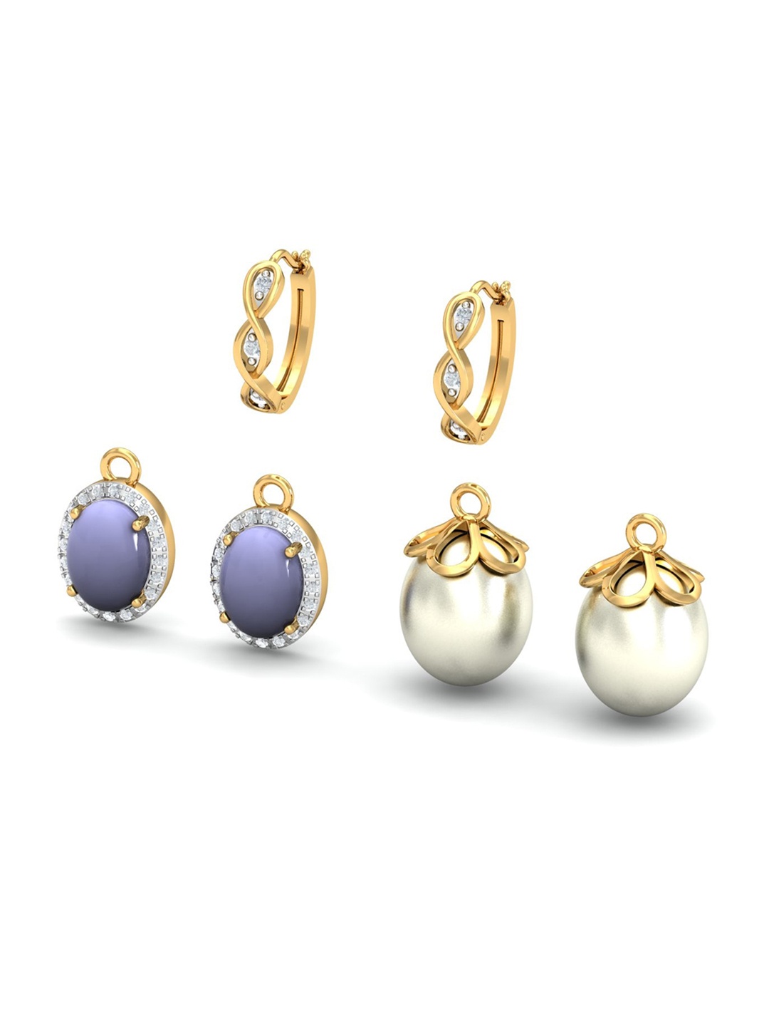 

KUBERBOX 18KT Gold Diamond-Studded Anouk Changeable Hoop Earrings-3.2gm