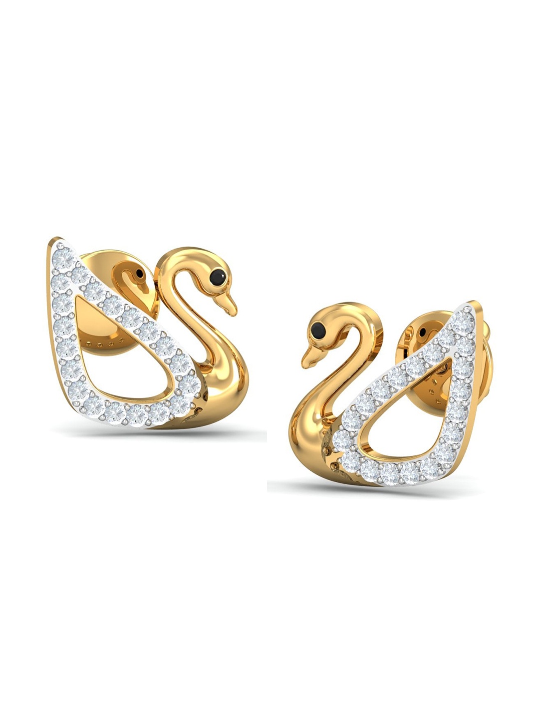 

KUBERBOX Alexa Swan 18KT Gold Diamond-Studded Earrings-2.2gm