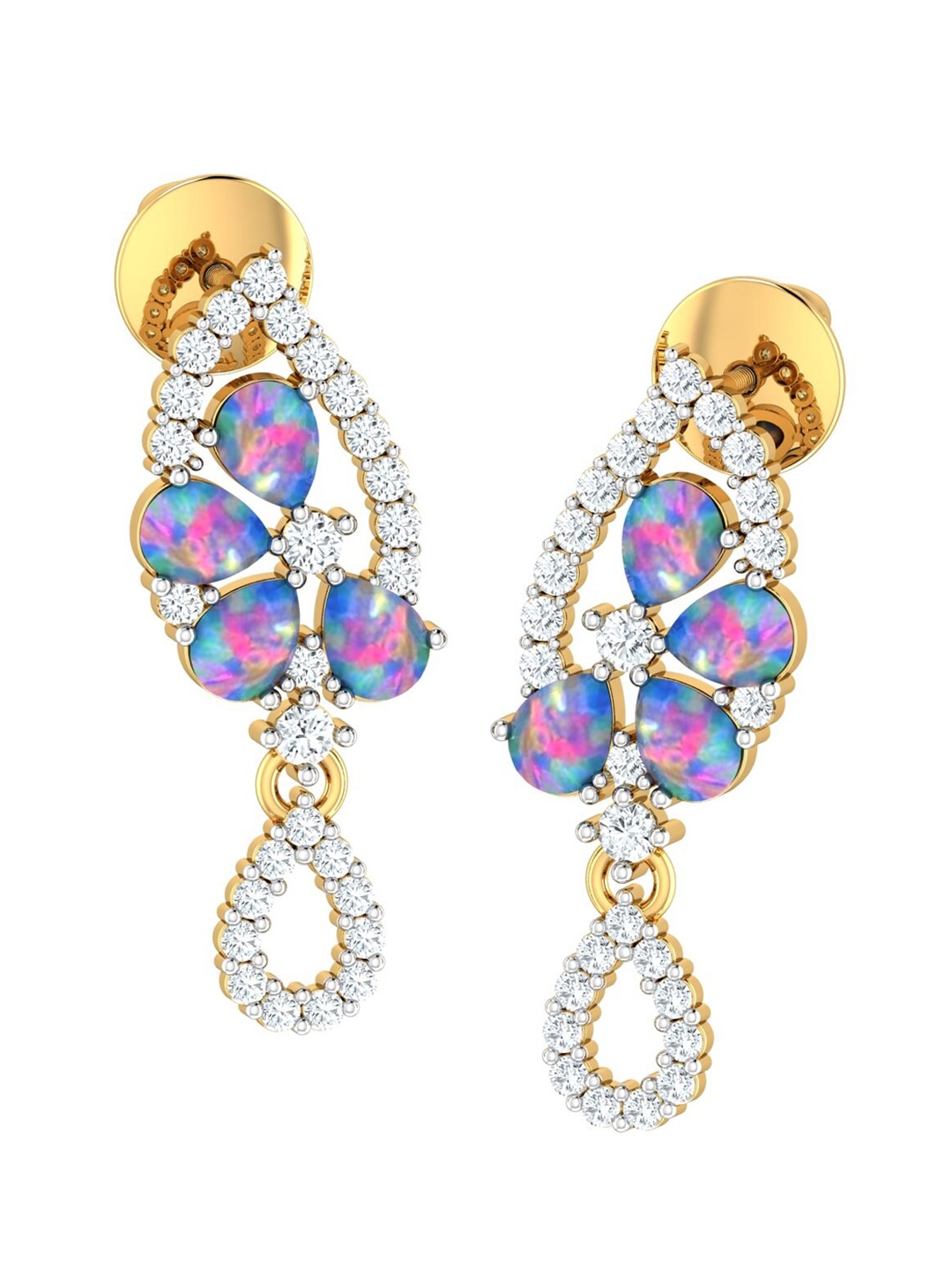 

KUBERBOX Zoey Victorian 18KT Gold Diamond-Studded Earrings-2.99gm