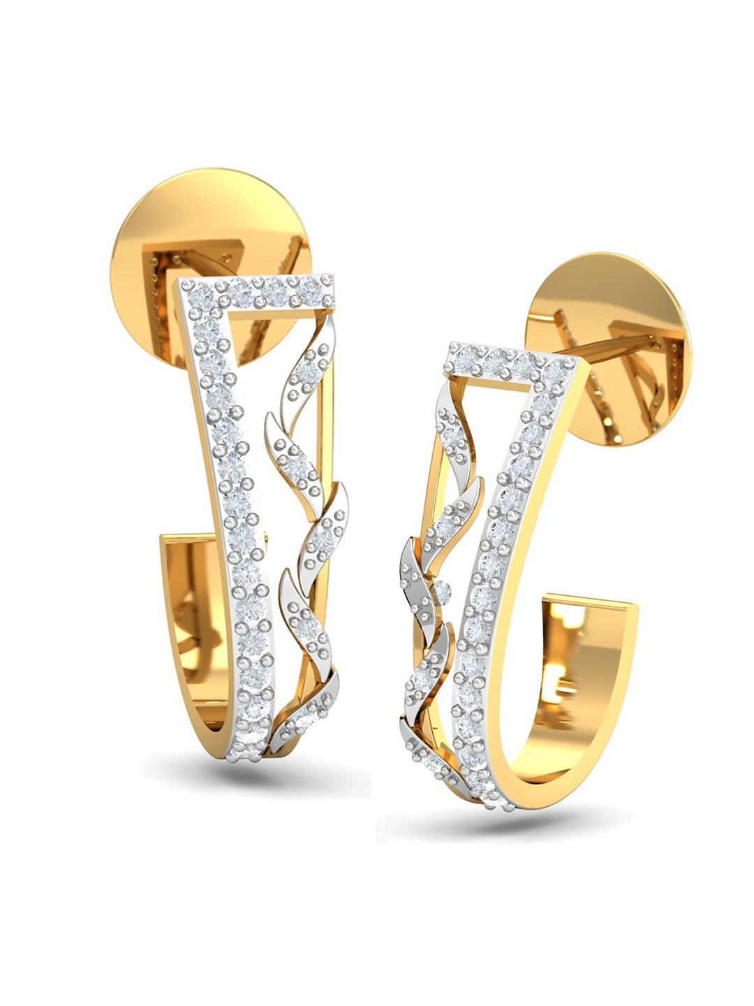 

KUBERBOX 18KT Gold Diamond Xaviera Hoop Earrings-3.47 gm