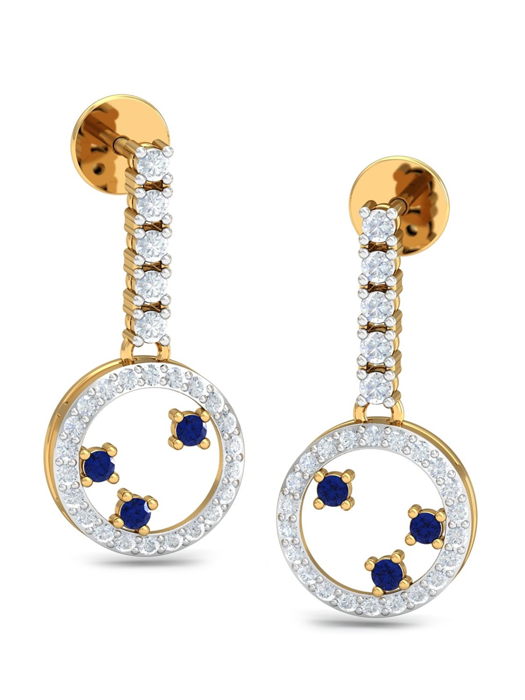 

KUBERBOX 18KT Gold Diamond-Studded Sapphire Earrings-2.6gm