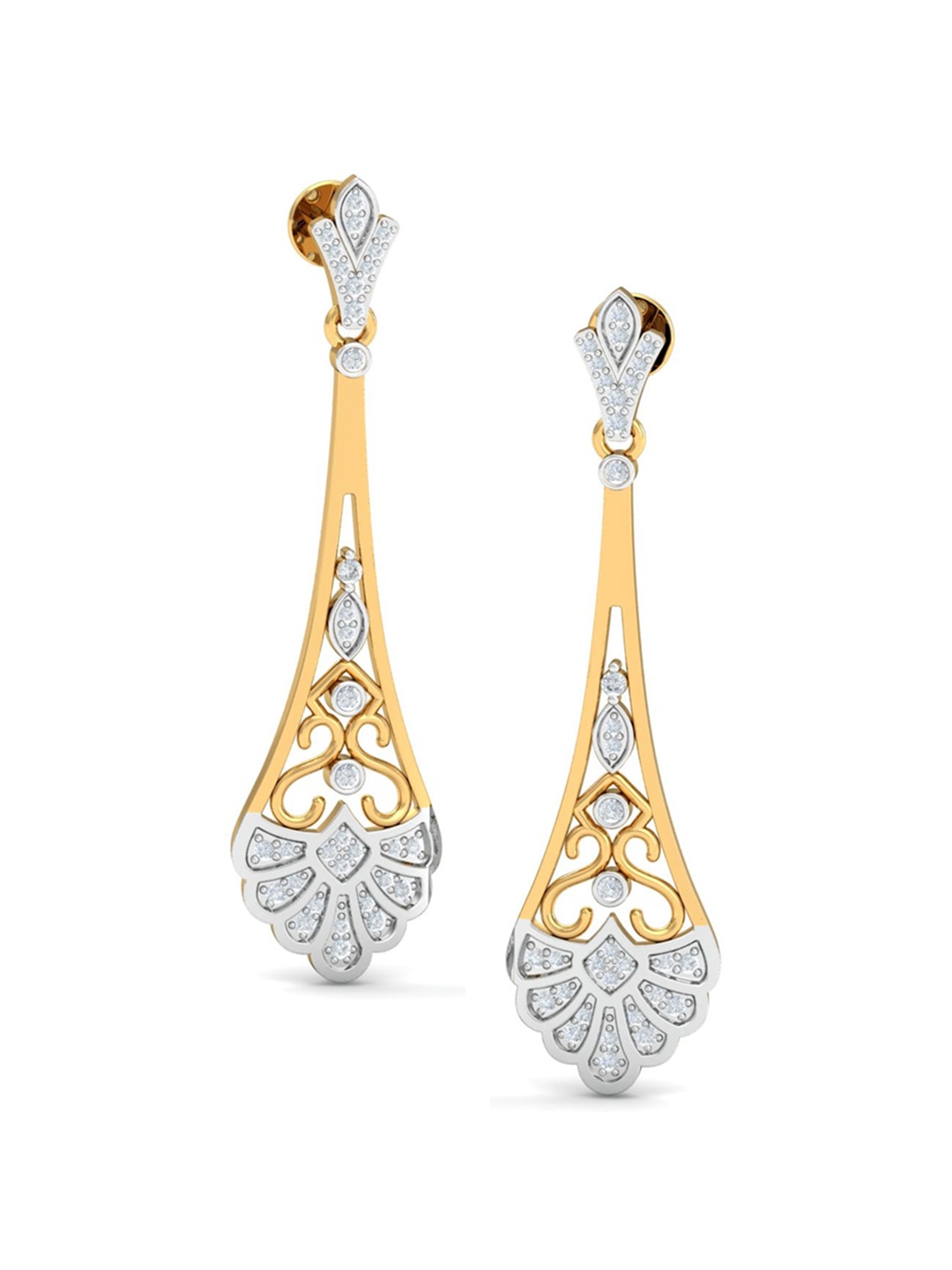 

KUBERBOX Clara Filigree 18K Gold Diamond Studded Earrings - 4.49g