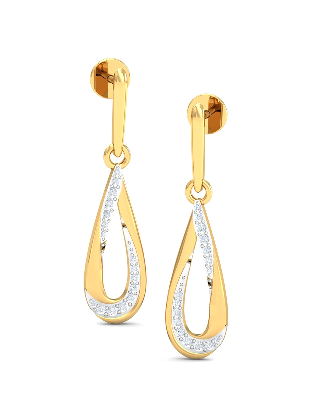 

KUBERBOX Corazon Dangle 18KT Gold Diamond-Studded Earrings- 2.9 gm