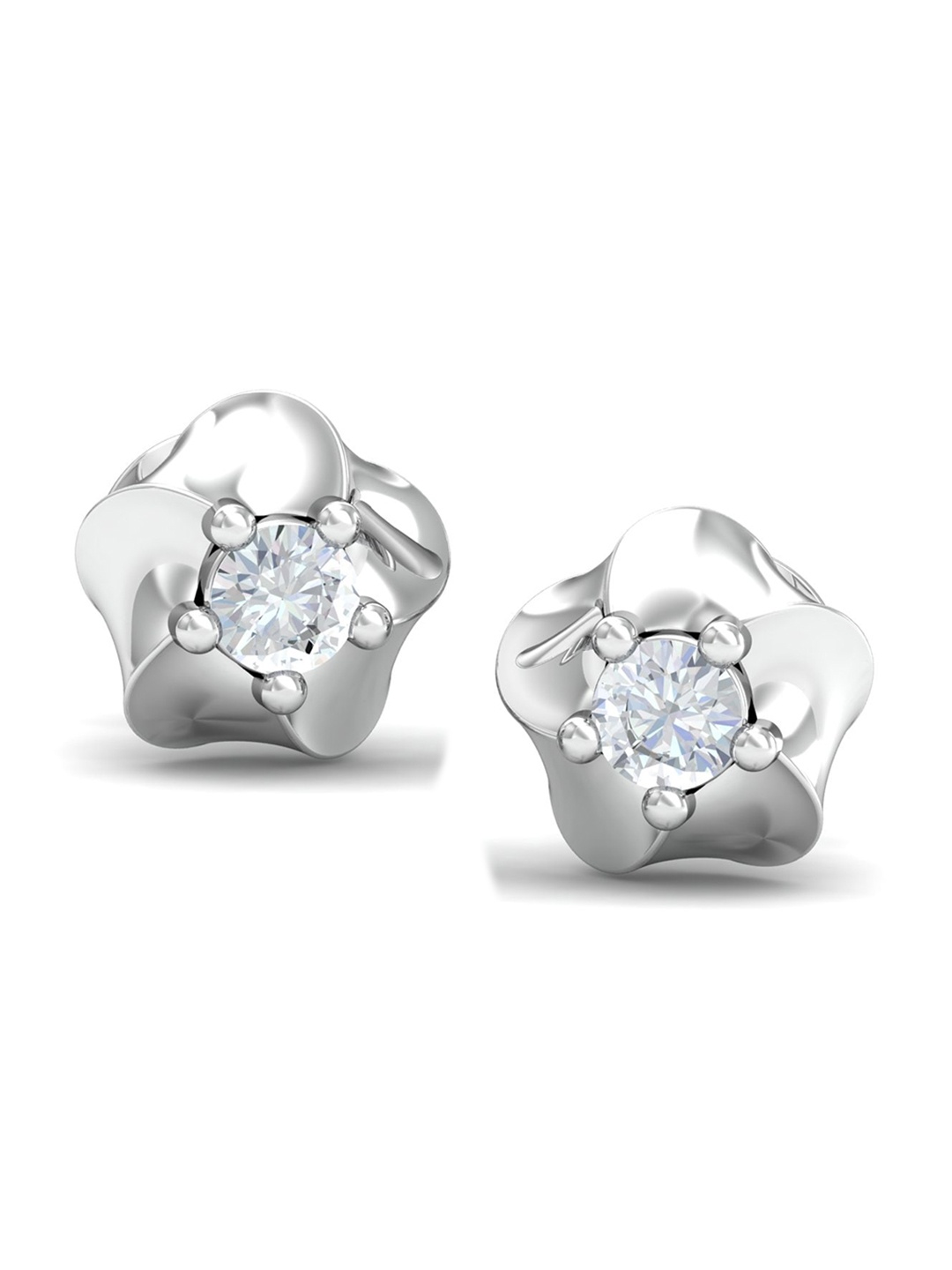 

KUBERBOX Ada Floral 18KT White Gold Diamond-Studded Earrings-2.6 gm, Silver