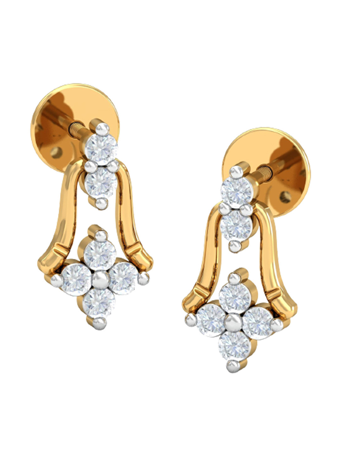 

KUBERBOX Ding-Dong Bell 18KT Gold Diamond-Studded Earrings-1.8gm